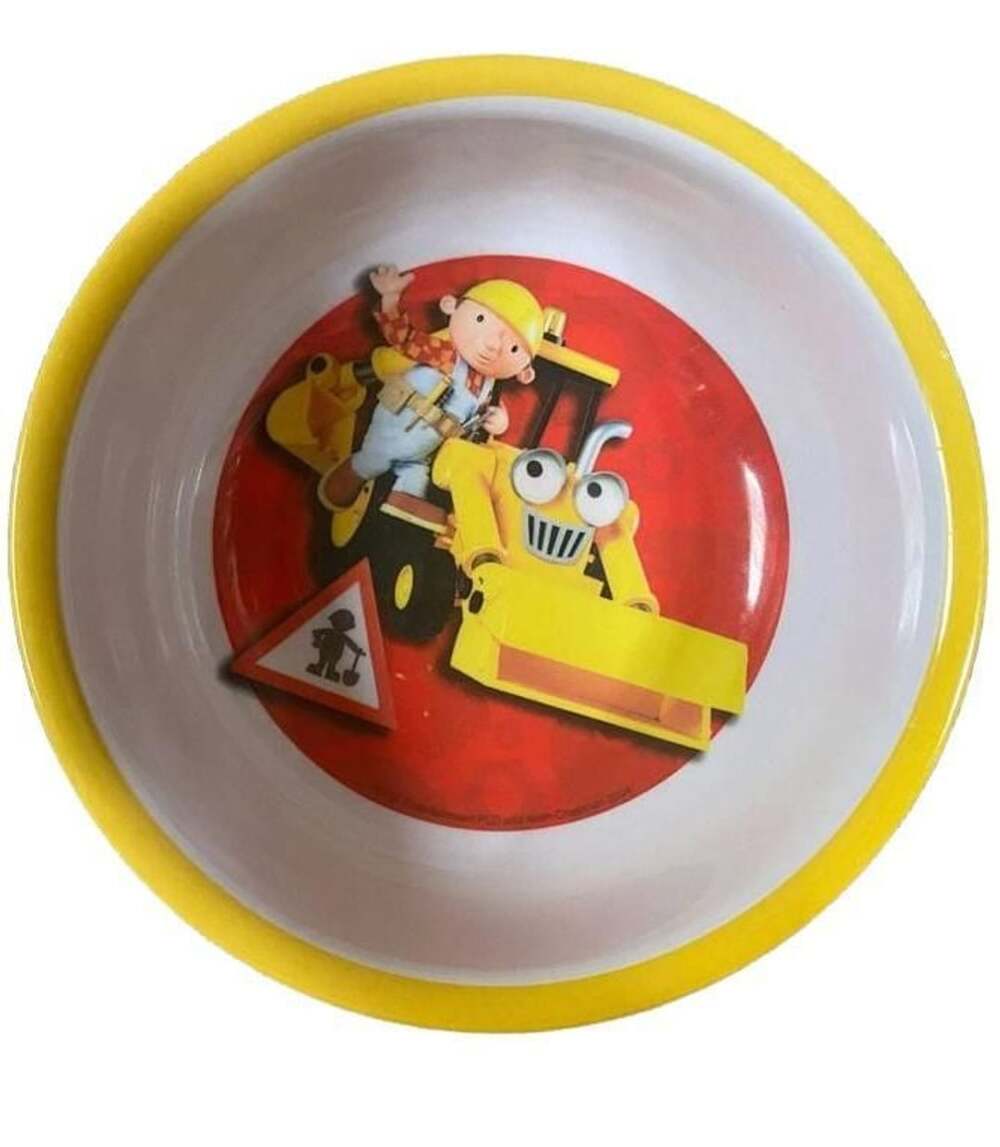 Bob The Builder Yellow Rim Melamine Childrens Cereal Bowl